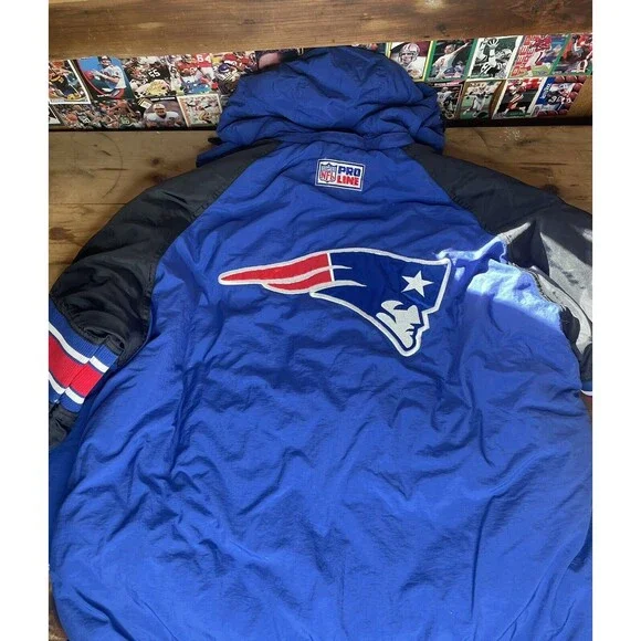 Vintage NFL Pro Line Starter Jacket New England Patriots 1/4 Zip Hooded 90s M XL Jackets & Coats